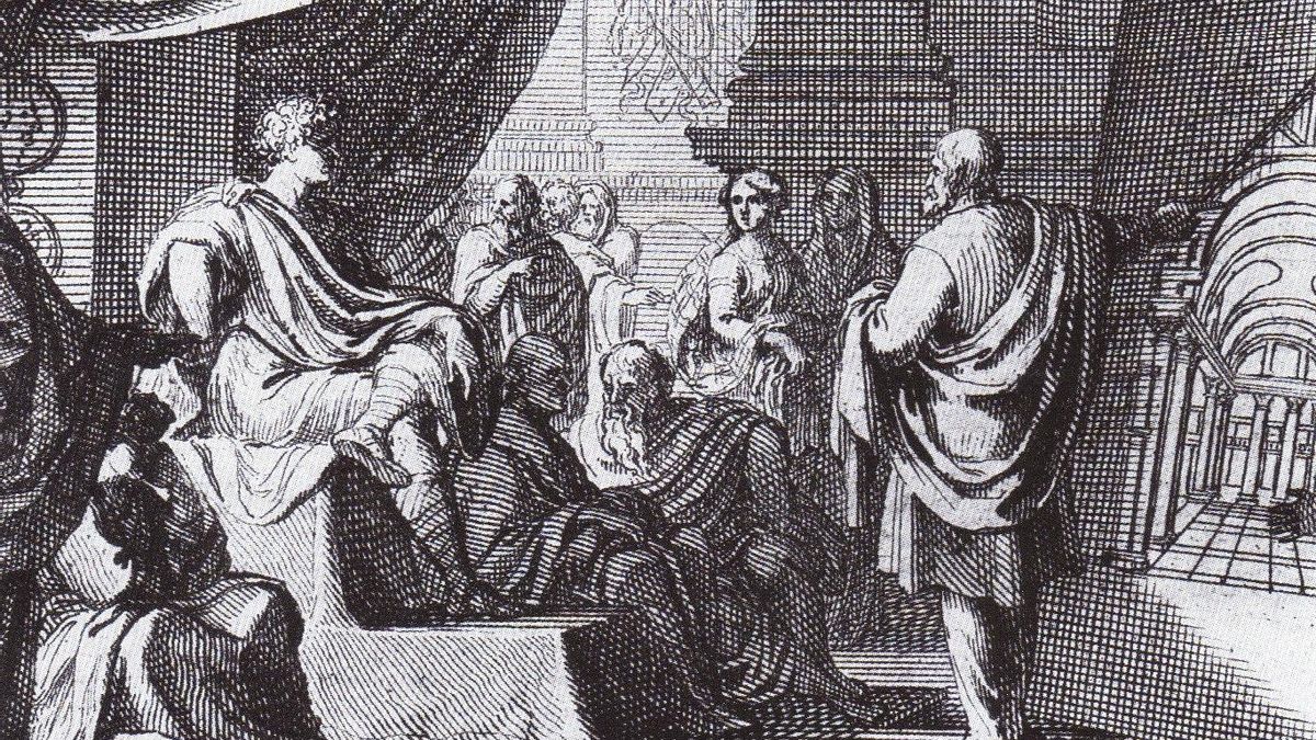 Una representación de Vitruvio presentando ‘De architectura’ a Augusto