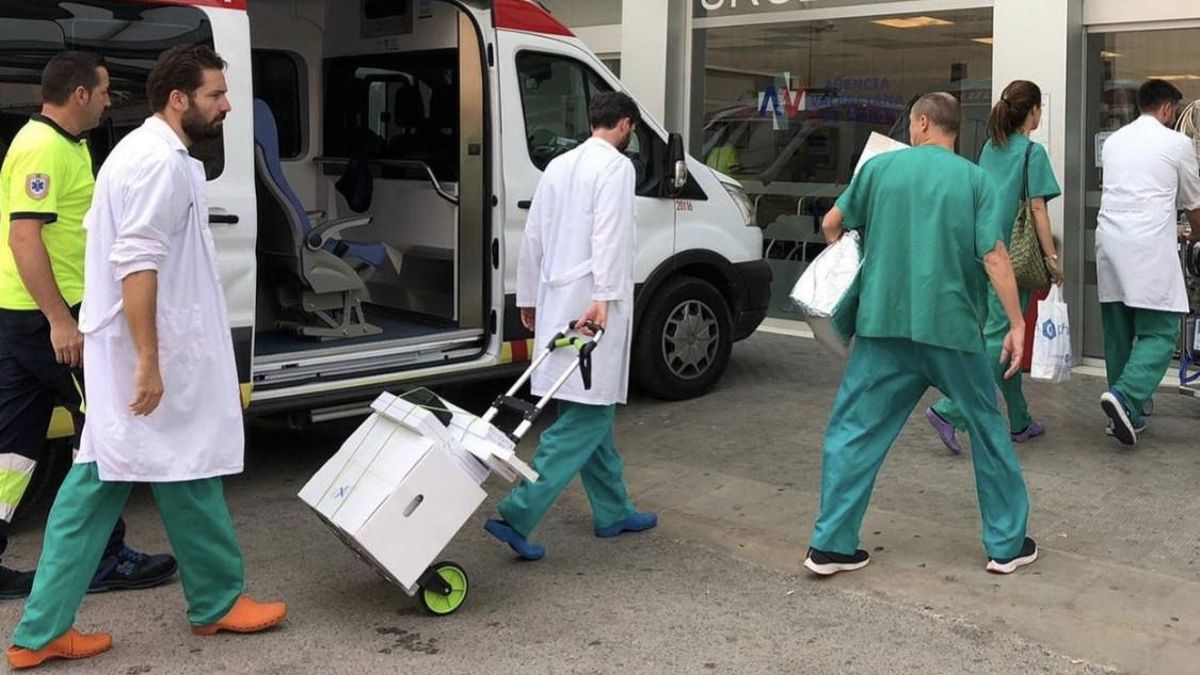Un equipo de trasplantes, a su llegada a un hospital valenciano.