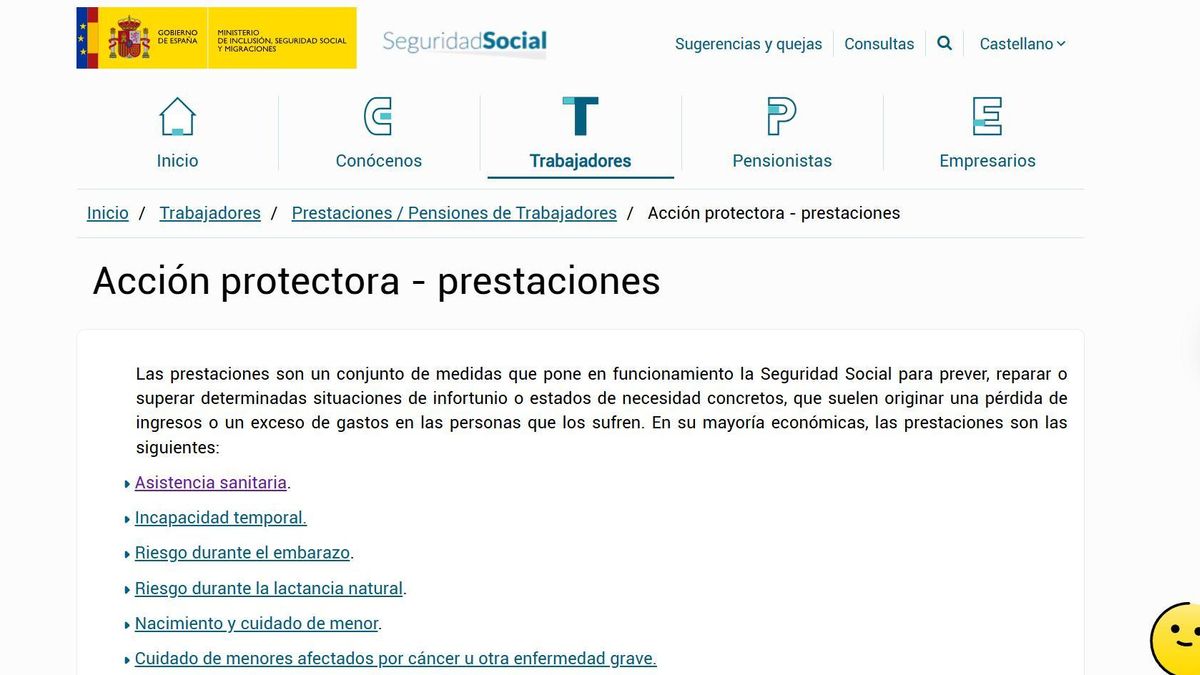 Es posible consultar el listado completo de prestaciones a través de la web de Seguridad Social
