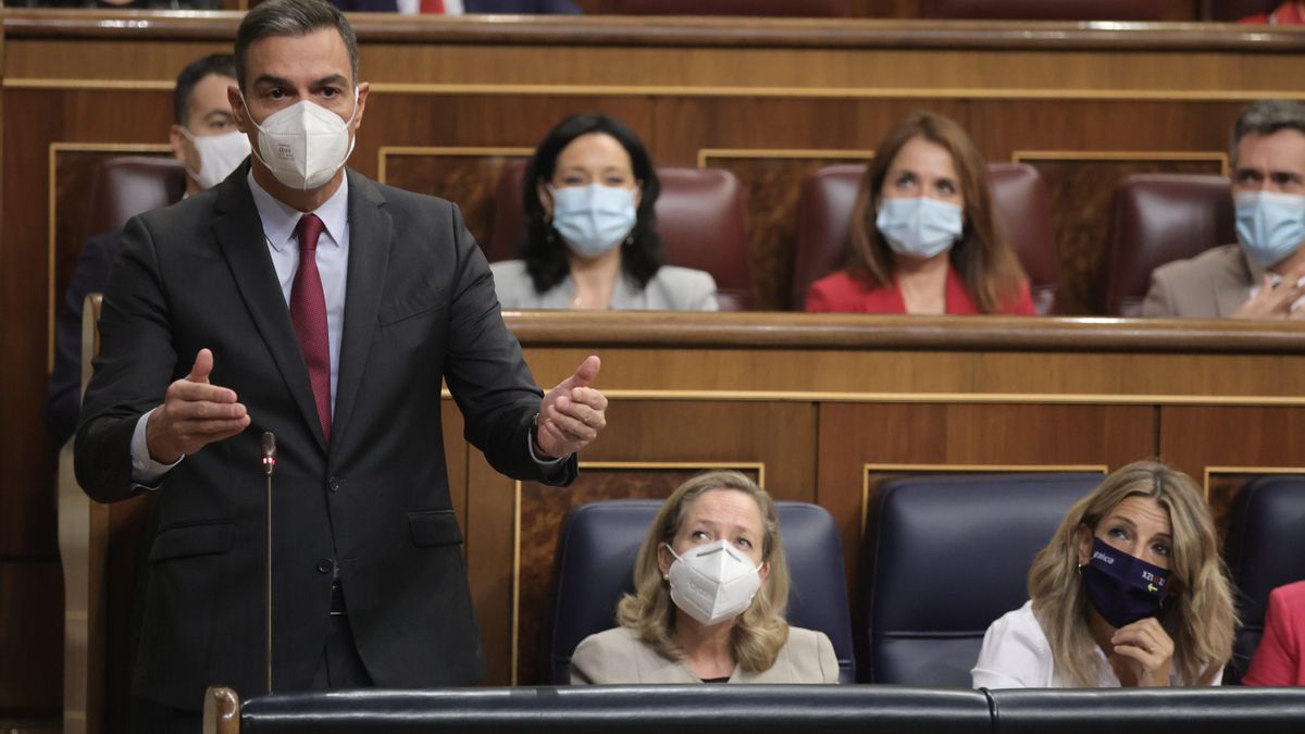 El presidente del Gobierno, Pedro Sánchez, interviene en una sesión de control al Gobierno en el Congreso de los Diputados