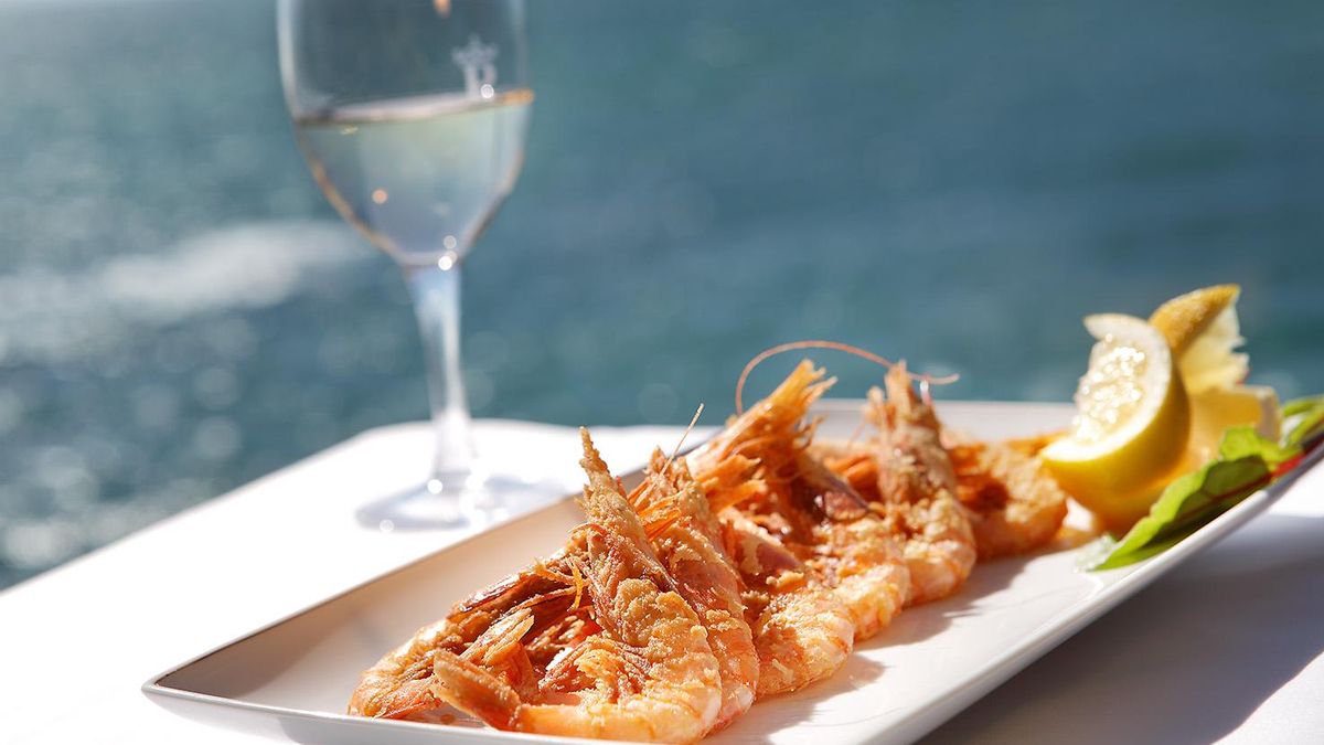 Gambas de la bahía fritas en el Parador de Cádiz