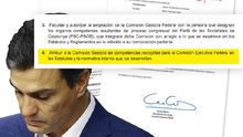 Captura de la resolución del Comité Federal que tumbó a Pedro Sánchez