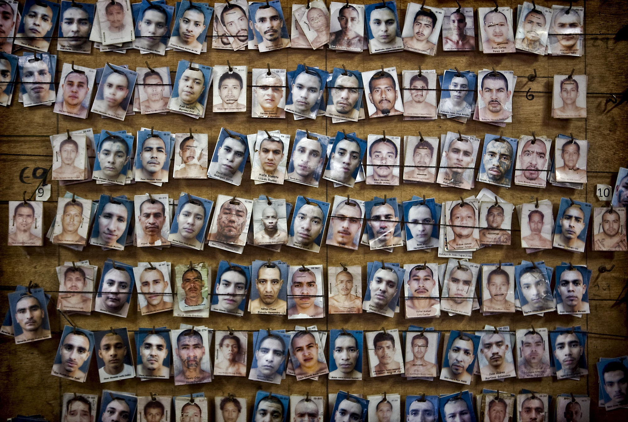 Rudimentario panel de control para ubicar la localización de los presos en los diferentes sectores de la cárcel Izalco. Esta penitenciaría de media seguridad es exclusiva también para pandilleros de la organización criminal Barrio 18. / Pau Coll / RUIDO Photo.