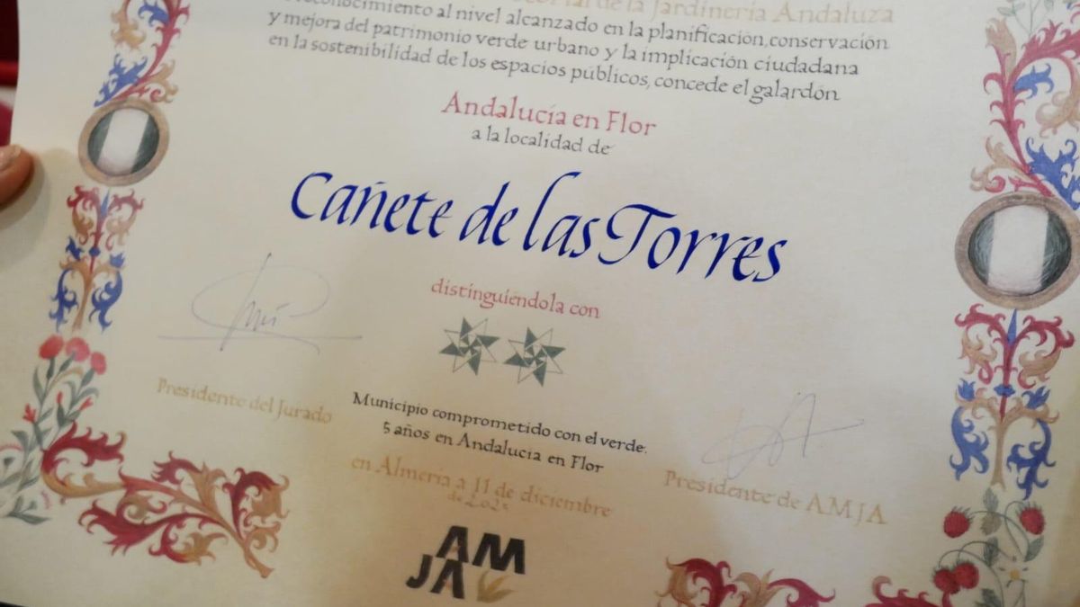 Entrega de los premios a Cañete de las Torres.