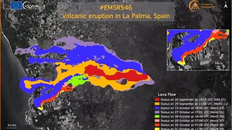 El volcán amplía su destrucción en La Palma: 975 hectáreas y 2.574 edificaciones arrasadas