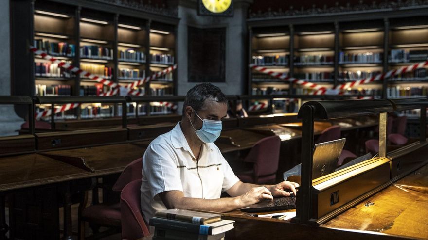 La Biblioteca Nacional de España tras su reapertura el 18 de junio de 2020.