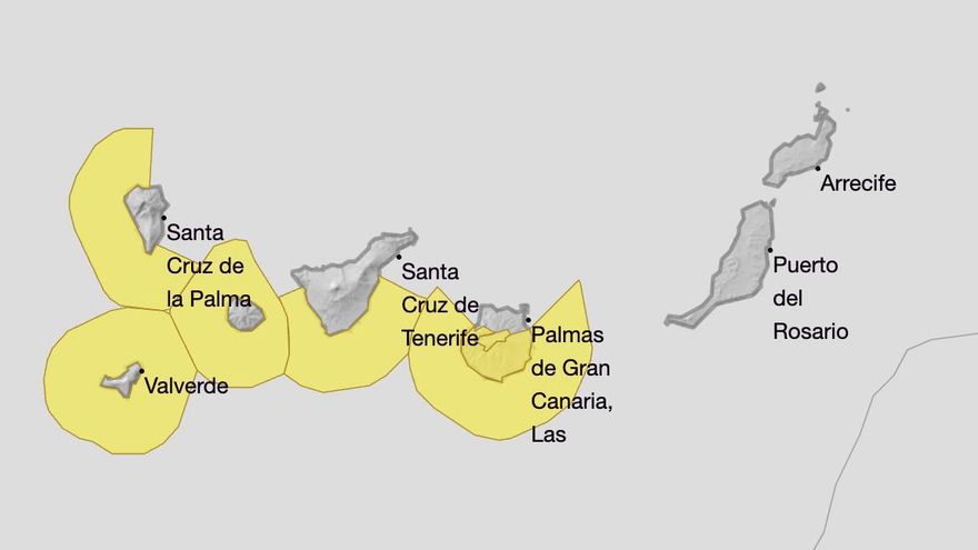 Aemet amplía a cinco islas los avisos amarillos en Canarias