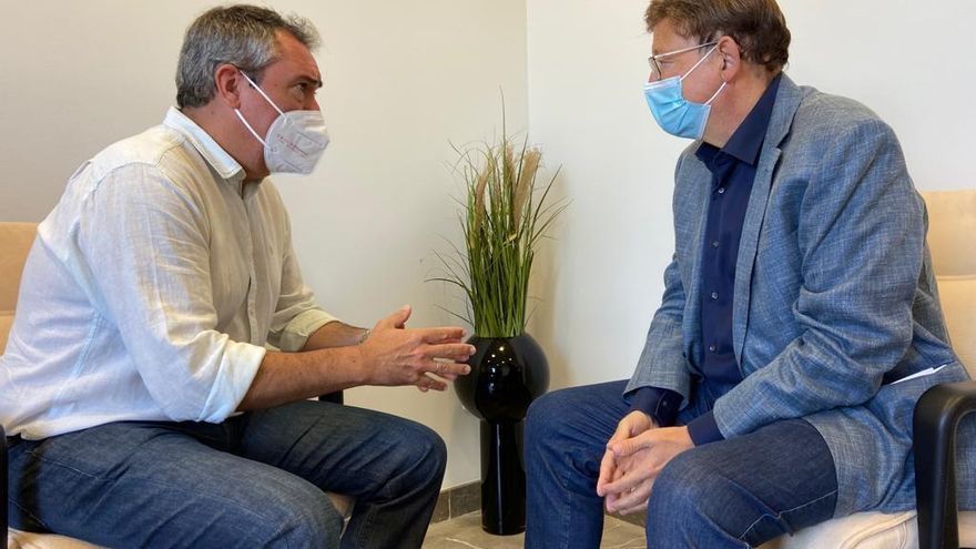 El secretario general del PSOE-A, Juan Espadas, se reúne con el secretario general del PSPV y presidente de la Generalitat Valenciana, Ximo Puig.