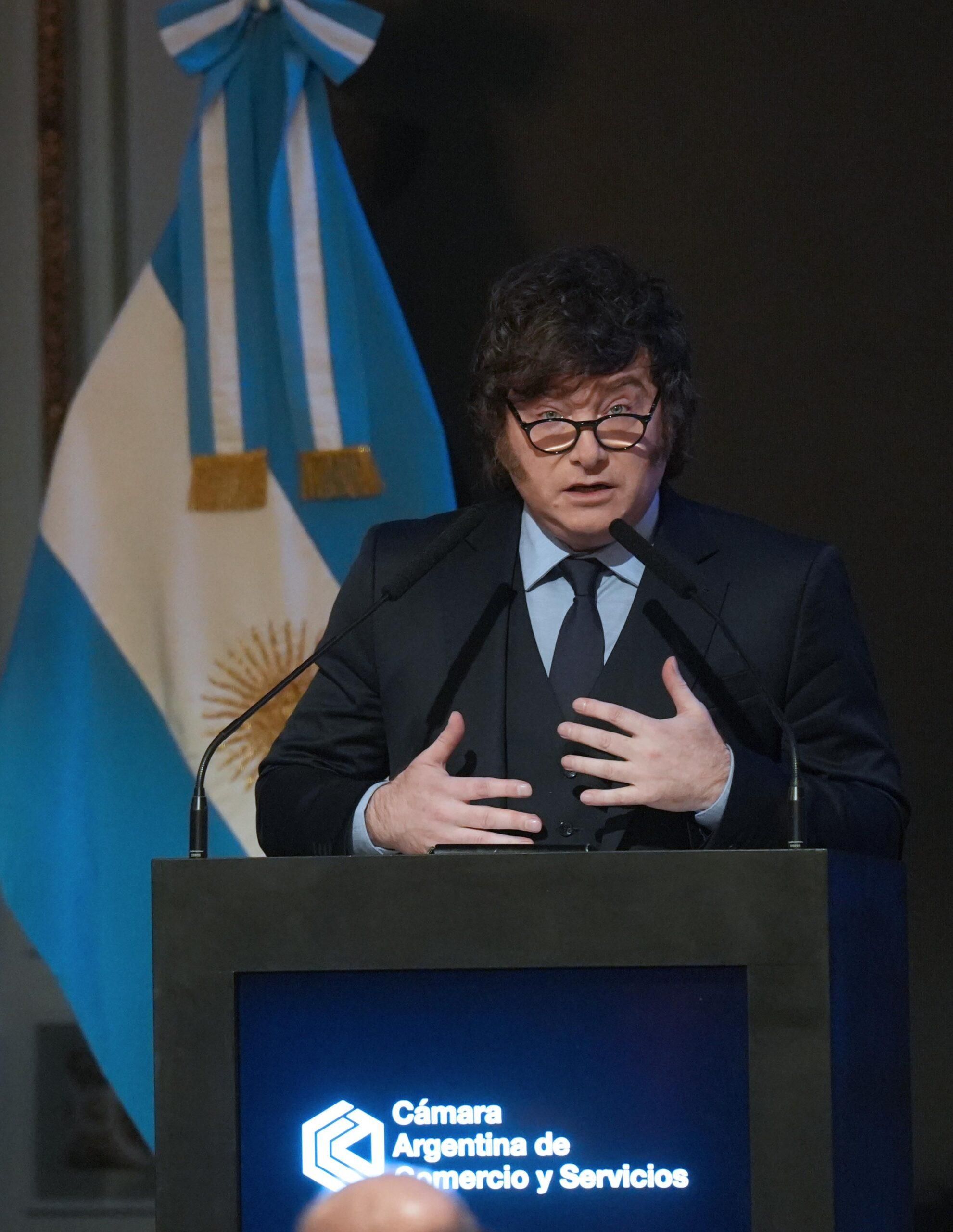 El presidente Javier Milei durante el cierre del Council de las Américas 2026.