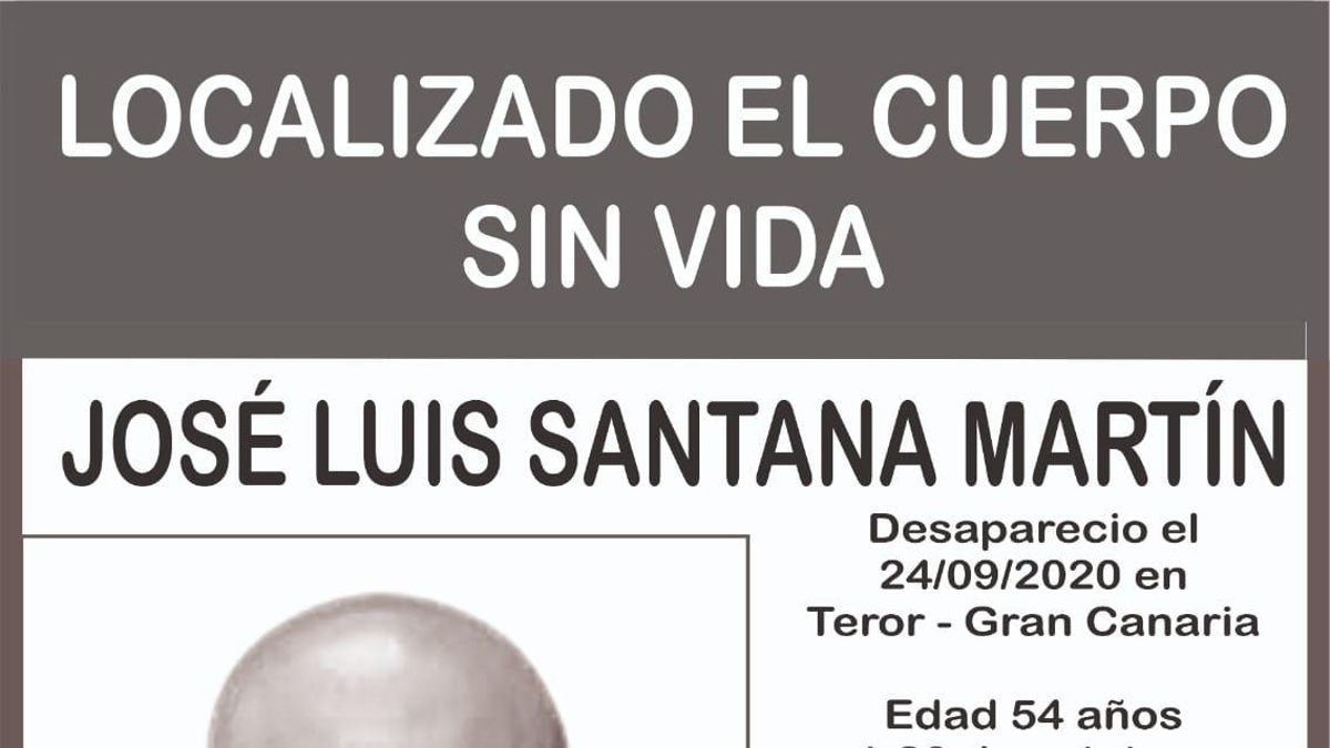 Cartel de la ONG GIORS Canarias de salvamento y rescate sobre un hombre desaparecido en Teror.