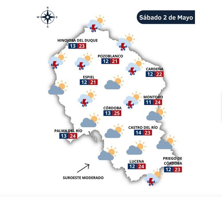 El tiempo, el sábado 2 de mayo.