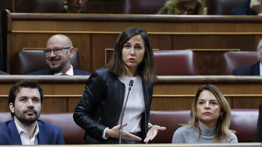 La diputada de Podemos Ione Belarra durante la sesión de control al Gobierno que este miércoles se celebra en el Congreso.