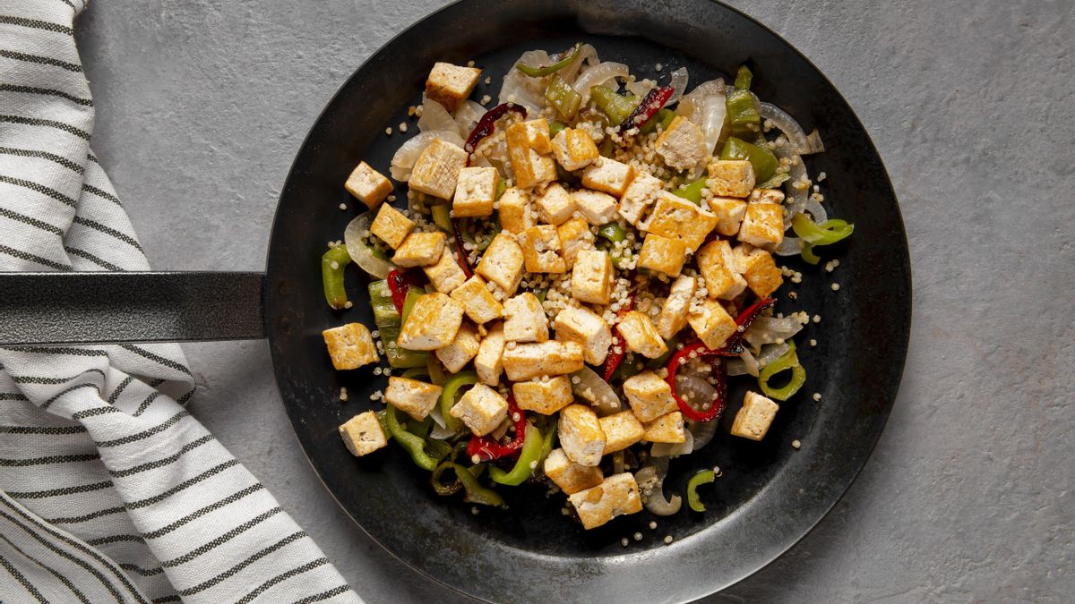 Tofu marinado y verduras