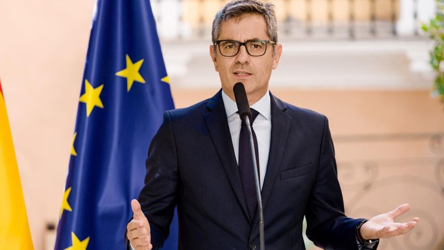 El Ministro De Presidencia, Justicia Y Relaciones Con Las Cortes, Félix Bolaños, Realiza Declaraciones A Los Medios De Comunicación En La Sede Del Ministerio De Justicia.