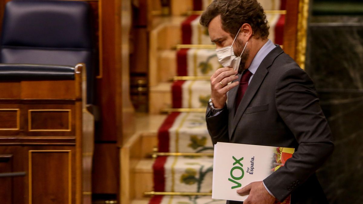 El portavoz parlamentario de Vox, Iván Espinosa de los Monteros, durante una sesión plenaria en el Congreso de los Diputados.