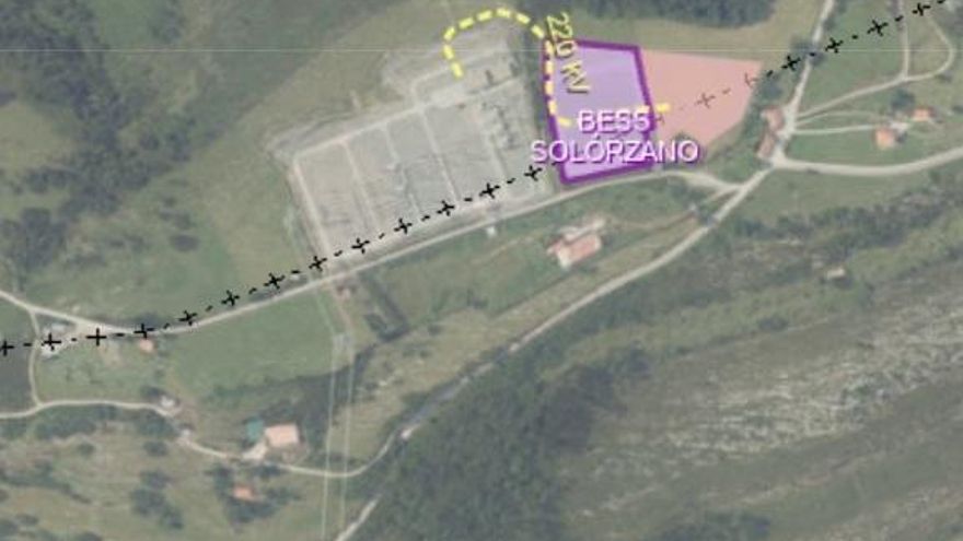 Zona donde se localizaría el almacenamiento de energía con baterías en Solórzano.