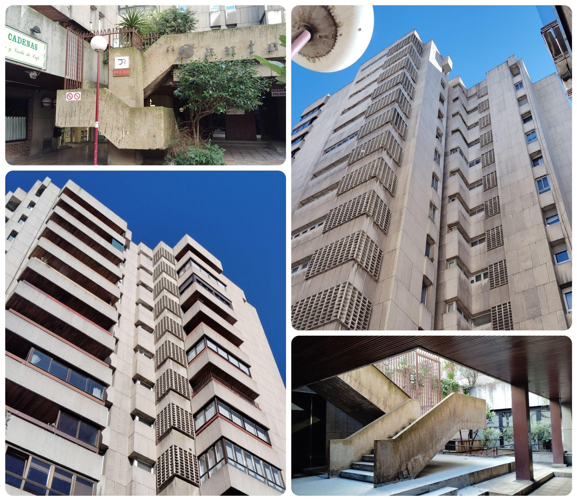 Escaleras de hormigón y torres del Complejo de Santo Domingo.