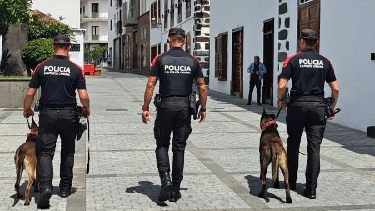 Agentes de la Policía Autonómica en Los Llanos de Aridane.