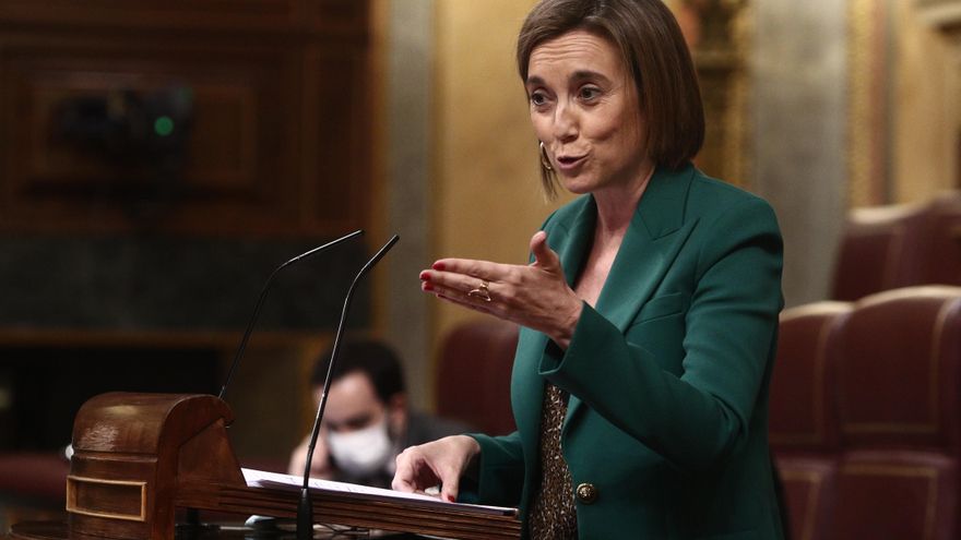 La portavoz del PP en el Congreso de los Diputados, Cuca Gamarra, durante su intervención en una sesión de control al Gobierno en el Congreso de los Diputados, en Madrid (España), a 10 de marzo de 2021.