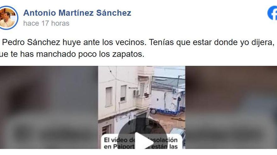 "El cerdo de Pedro Sánchez huye ante los vecinos": un teniente de alcalde murciano de Vox, sobre la visita del presidente a Paiporta