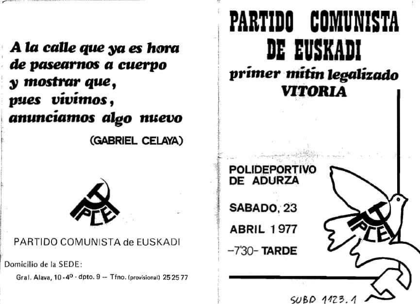 Primer mitin del PCE tras la legalización