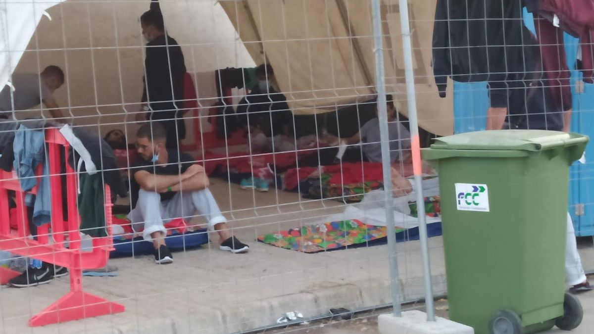 Un grupo de argelinos en una de las carpas habilitadas