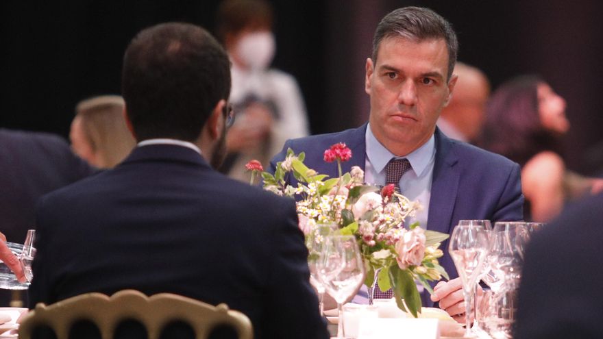 Pedro Sánchez y Pere Aragonès en la cena inaugural del MWC