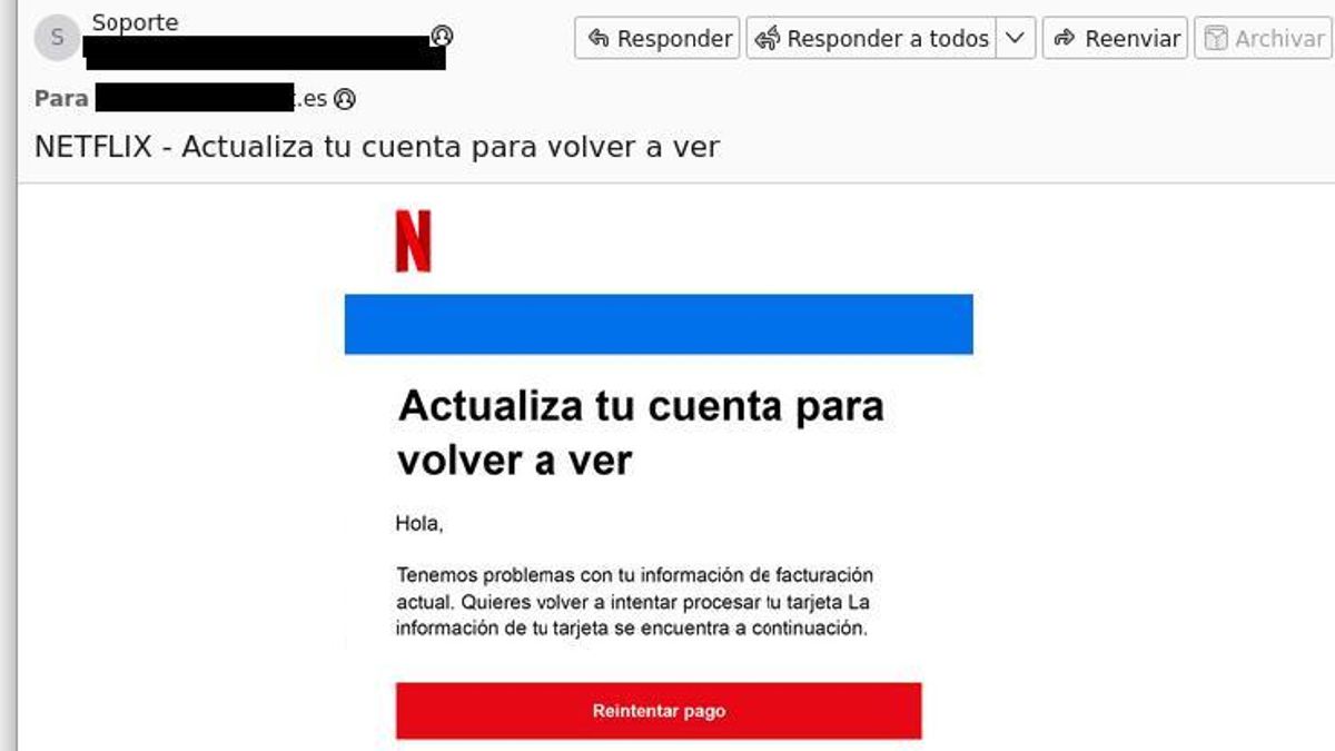 En qué consiste el ciberengaño que pretende obtener tus datos bancarios haciéndose pasar por Netflix