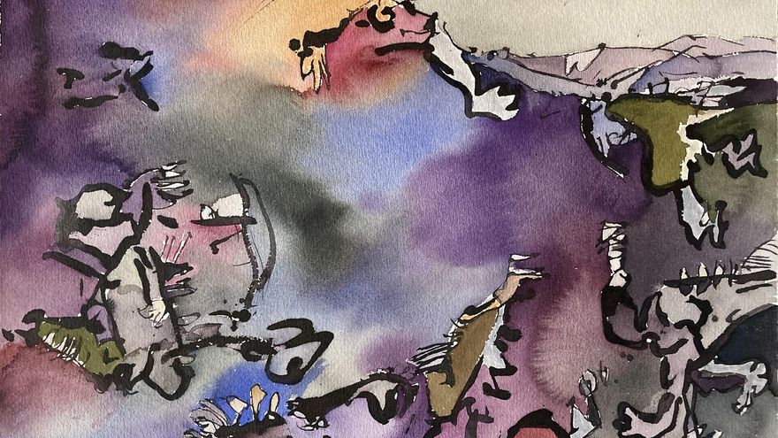 'Furtivo',  acuarela de Vicente Ruiz (2021)