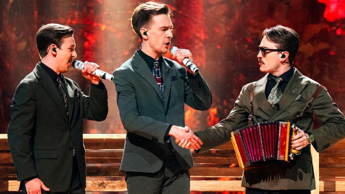 KAJ, representantes de Suecia, durante su actuación en Eurovisión 2025