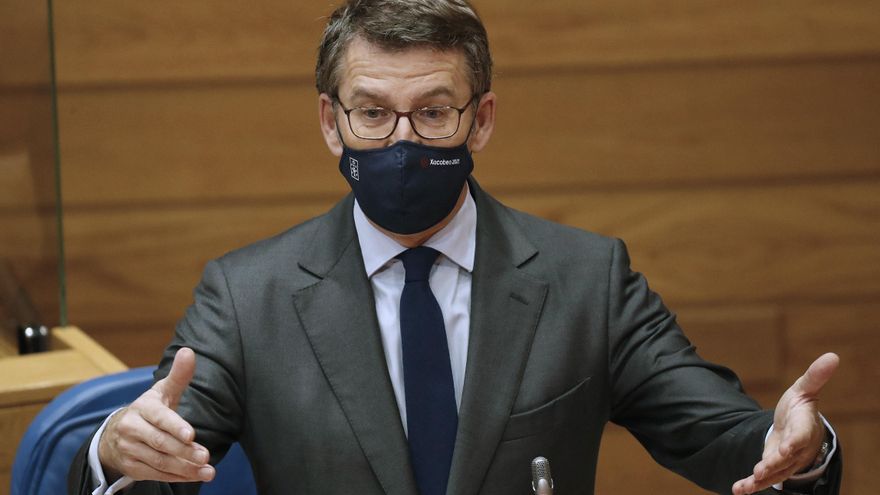 El presidente de la xunta, Alberto Núñez Feijóo, responde a las preguntas de las grupos, esta mañana en el Parlamento de Galicia, en Santigo de Compostela. EFE/lavandeira jr