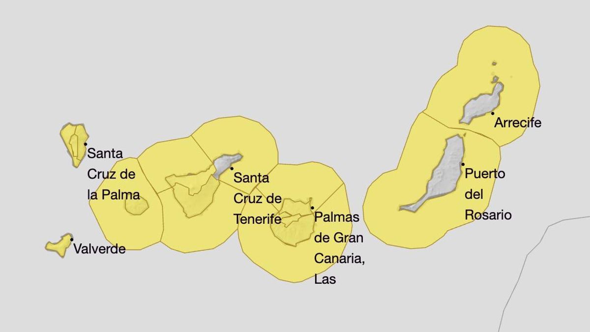 La Aemet mantiene activos avisos amarillos en toda Canarias este domingo