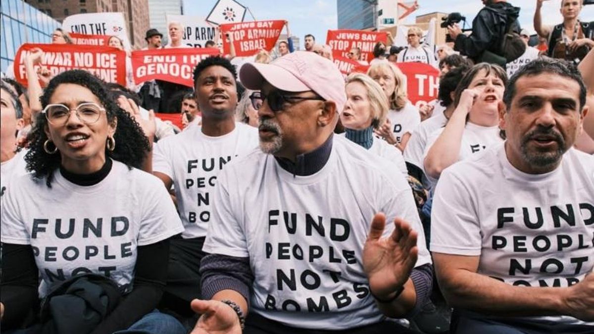 El candidato al Congreso durante una manifestación en Nueva York contra el genocidio en Gaza durante la celebración del debate de la Asamblea General de la ONU
