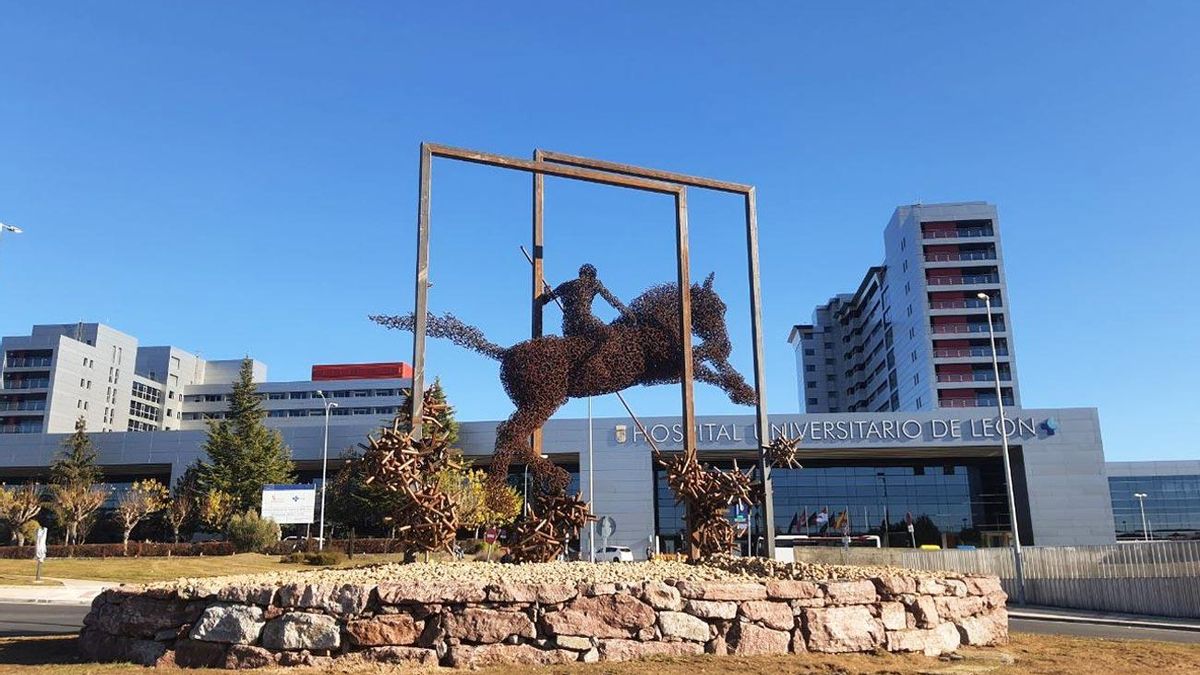 El monumento a la lucha contra el coronavirus de Amancio en el Hospital de León.