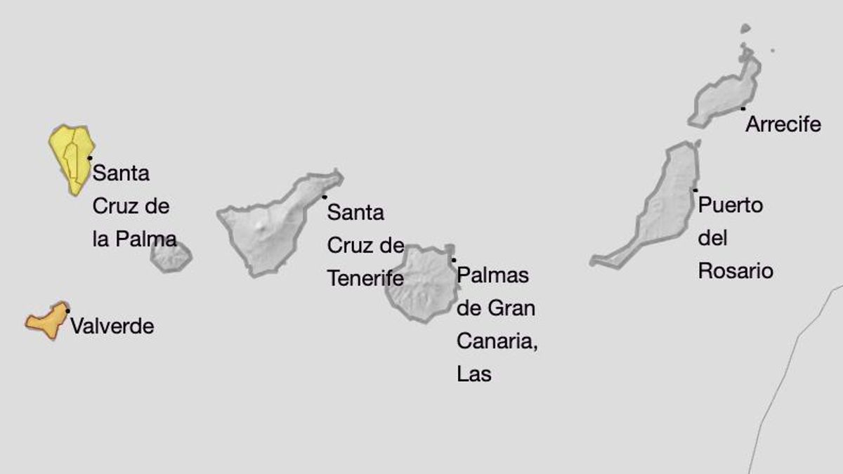 Aviso amarillo por lluvias en La Palma este martes