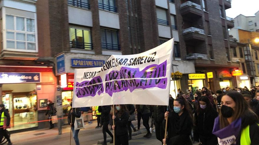 La manifestación, en Vitoria