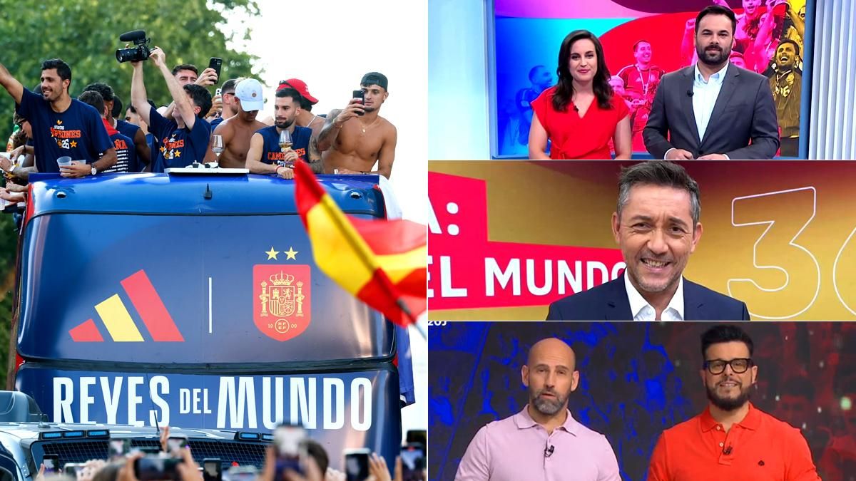 Imágenes de la fiesta de España por el Mundial y los magacines de RTVE