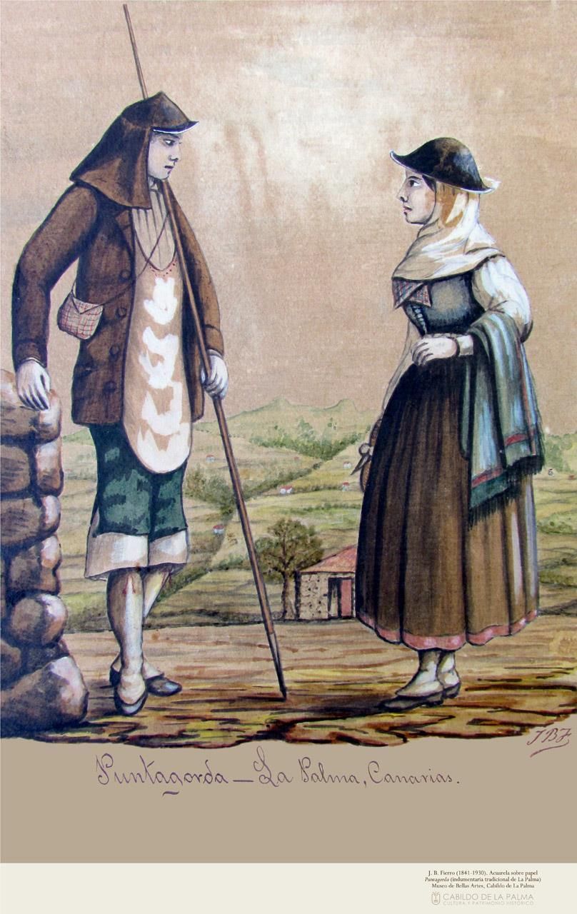 Acuarela de J. B. Fierro con la vestimenta de Puntagorda.