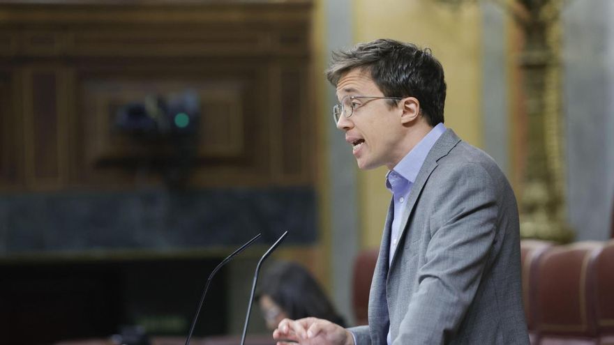 El portavoz de Sumar, Íñigo Errrejón, interviene este miércoles en el Congreso, donde el presidente del Gobierno, Pedro Sánchez, presenta el plan de calidad democrática.