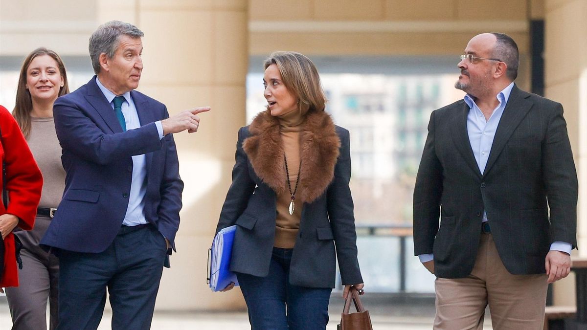 Alberto Núñez Feijóo junto a Cuca Gamarra y Alejandro Fernández, en enero pasado