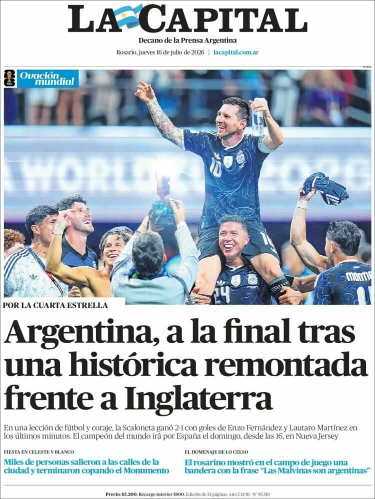 Hermosa mañana, ¿verdad? La Selección Argentina lo hizo otra vez: las tapas de los diarios se rinden ante la Scaloneta finalista