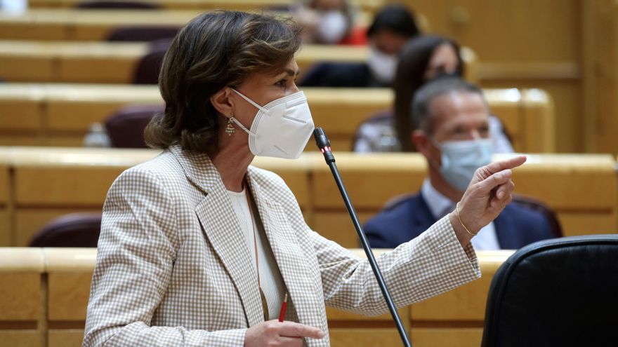 Carmen Calvo interviene en el Senado el 11 de mayo de 2021
