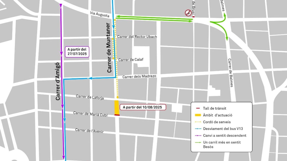 Empieza el corte de 13 meses de la calle Muntaner de Barcelona por las obras en una línea de Ferrocarrils