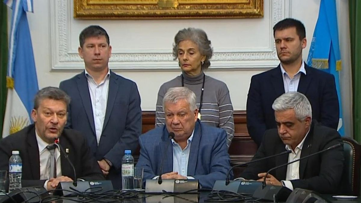 Las autoridades del Consejo Interuniversitario Nacional (CIN) dieron una conferencia de prensa en el Rectorado de la UBA.
