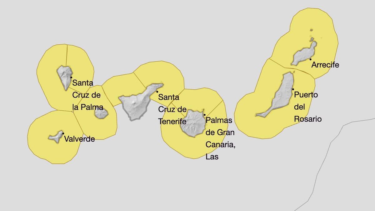 Avisos amarillos esta semana para todas las islas de Canarias