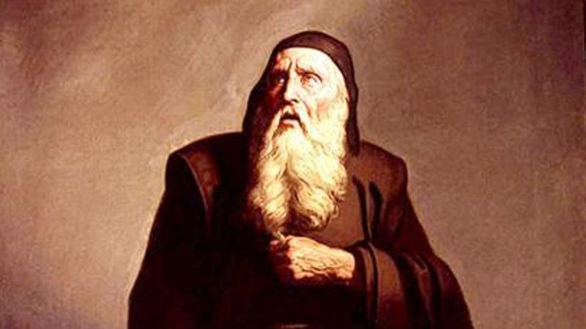  Retrato de Ramon Llull por Ricard Anckermann (Palma, 1842 – Palma, 1907), ca. 1870. El pintor mallorquín captó con fuerza el arrobamiento místico de Llull, en una imagen que lo consagra como figura visionaria y trascendente.