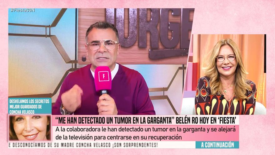 Belén Rodríguez reapareció en 'Fiesta' tras anunciar que tiene un tumor, y recibió el mensaje de Jorge Javier