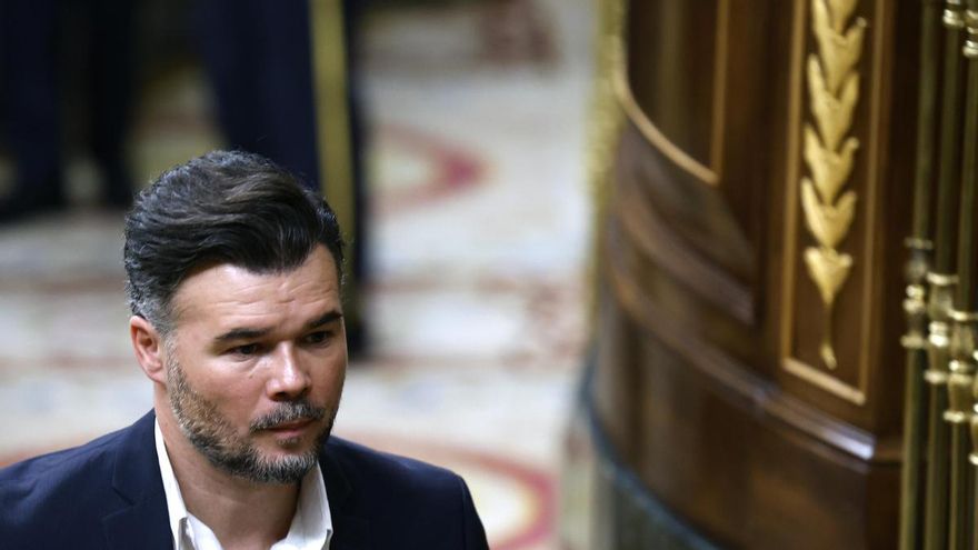 El portavoz de ERC, Gabriel Rufián durante la sesión de control al Gobierno celebrada este miércoles en el Congreso.