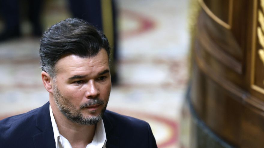 El portavoz de ERC, Gabriel Rufián durante la sesión de control al Gobierno celebrada este miércoles en el Congreso.