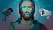 Montaje en el que se superponen Dios y la tecnología de reconocimiento facial